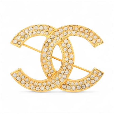 CHANEL COCO Mark rhinestone Brooch gold WS15986