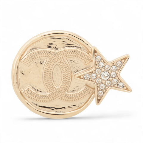 CHANEL B23V COCO Mark Star Rhinestone 2023 Brooch gold WS15987