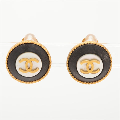 CHANEL 95P 1995 COCO Mark Round Earring black WS15992