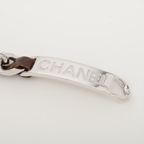 CHANEL 95P 1995 Chain Leather Plate belt Brown WS15994