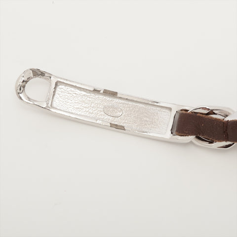CHANEL 95P 1995 Chain Leather Plate belt Brown WS15994