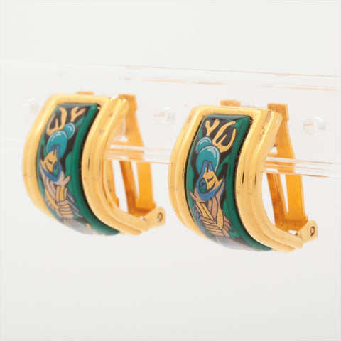 HERMES Gold enamel Earring green WS16008