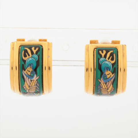 HERMES Gold enamel Earring green WS16008