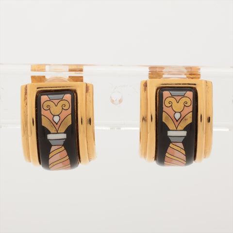HERMES Gold enamel Earring black WS16009