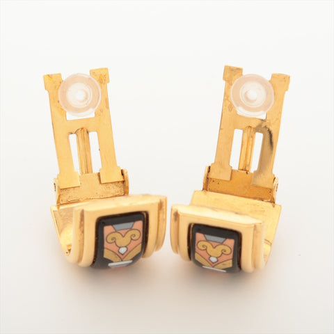 HERMES Gold enamel Earring black WS16009