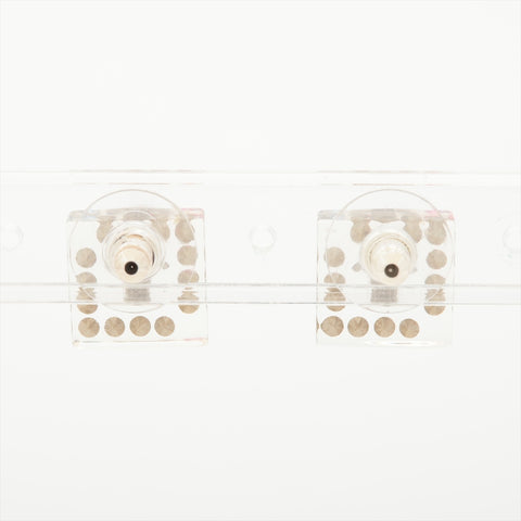 CHANEL 18S 2018 COCO Mark Rhinestone Square Clear Pierce pink WS16014