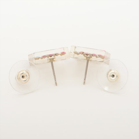 CHANEL 18S 2018 COCO Mark Rhinestone Square Clear Pierce pink WS16014