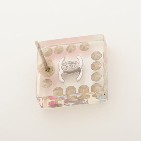 CHANEL 18S 2018 COCO Mark Rhinestone Square Clear Pierce pink WS16014