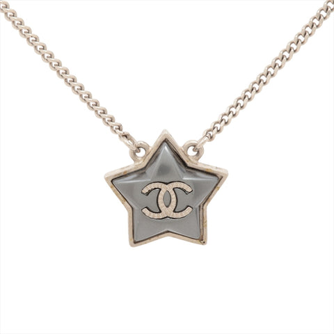 CHANEL A17B 2017 Star COCO Mark Necklace Silver WS16029