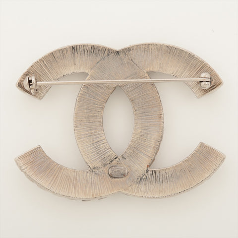 CHANEL A16B COCO Mark 2016 Rhinestone Brooch Silver WS16036