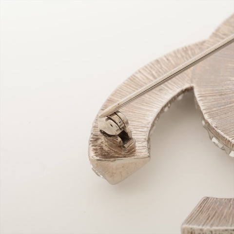 CHANEL A16B COCO Mark 2016 Rhinestone Brooch Silver WS16036