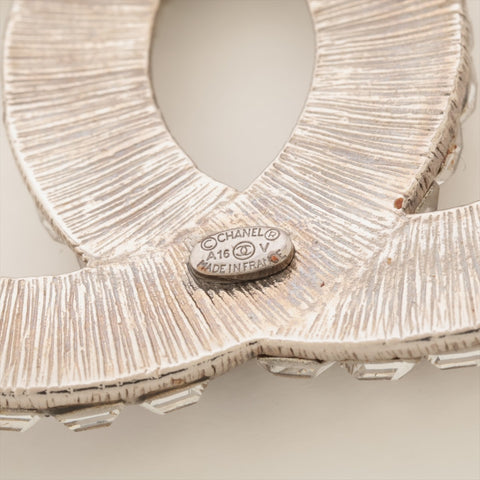 CHANEL A16B COCO Mark 2016 Rhinestone Brooch Silver WS16036