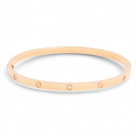 CARTIER Love Bracelet 6P Au750 PG Half Diamond Pink Gold #18 SM bracelet gold WS16037