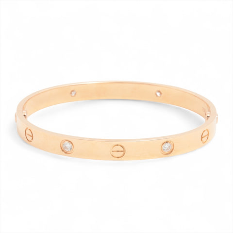 CARTIER Love Bracelet 6P Au750 PG Half Diamond Pink Gold #18 bracelet gold WS16039