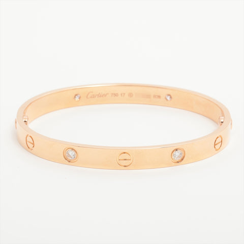CARTIER Love Bracelet 6P Au750 PG Half Diamond Pink Gold #18 bracelet gold WS16039