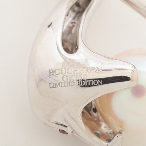 BOUCHERON 18K White Gold Snake with Pearl and Diamonds Necklace Silver WS16043