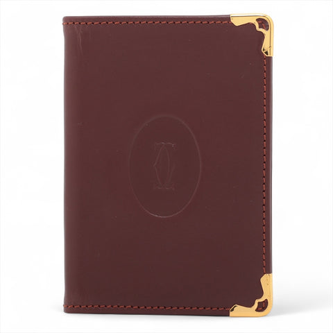 CARTIER Must Do Leather Card Case Bordeaux WS16045