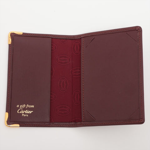 CARTIER Must Do Leather Card Case Bordeaux WS16045