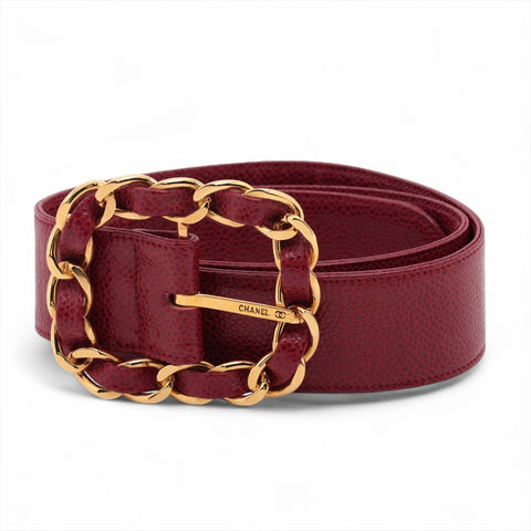 CHANEL Caviar Leather belt Red WS16052