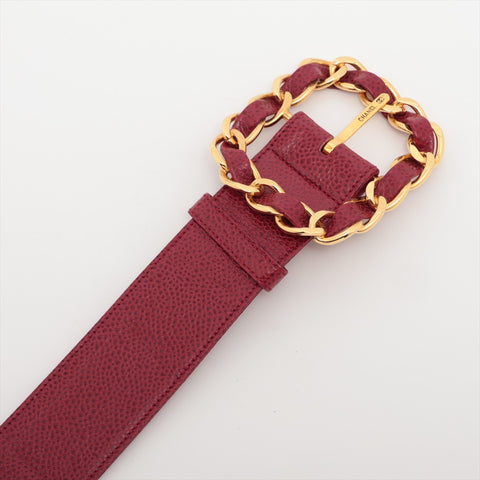 CHANEL Caviar Leather belt Red WS16052