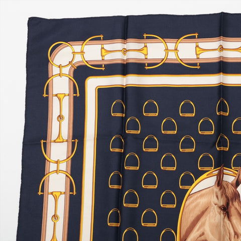 CELINE Silk Horsebit scarf Navy WS16055