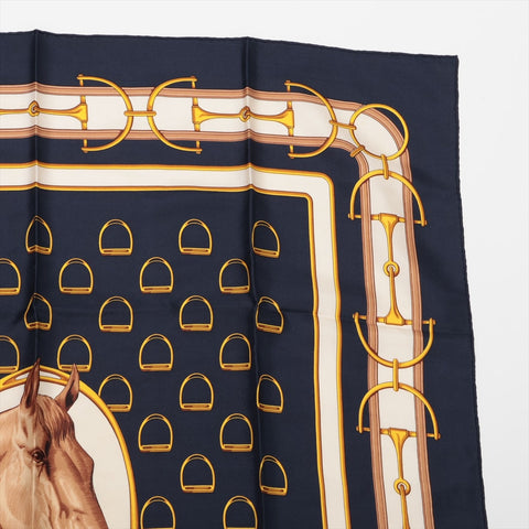 CELINE Silk Horsebit scarf Navy WS16055