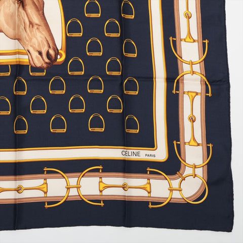CELINE Silk Horsebit scarf Navy WS16055
