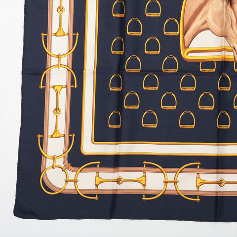 CELINE Silk Horsebit scarf Navy WS16055