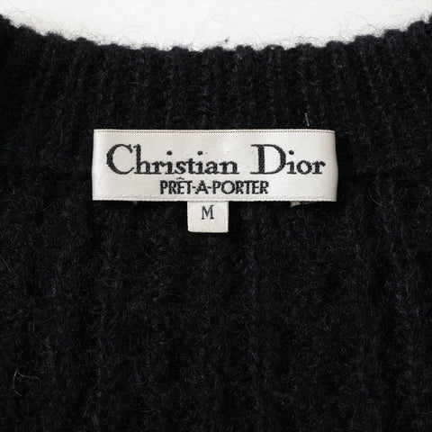 Christian Dior Wool floral lace and rhinestone knit, size M cardigan black WS16073