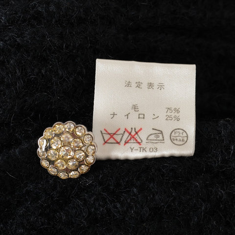 Christian Dior Wool floral lace and rhinestone knit, size M cardigan black WS16073