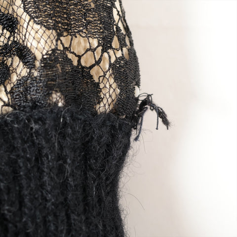 Christian Dior Wool floral lace and rhinestone knit, size M cardigan black WS16073