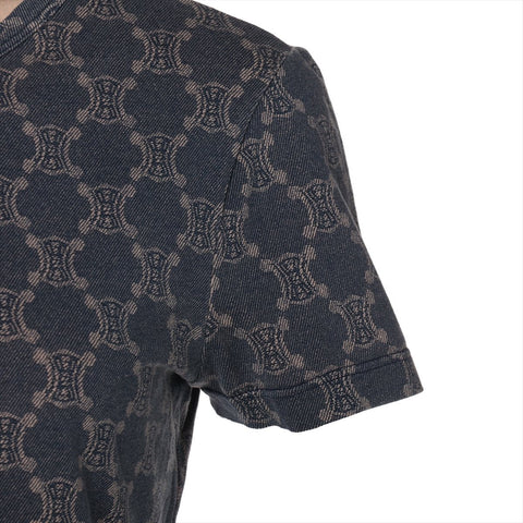 CELINE Macadam all-over print cotton L Short sleeve T-shirt gray WS16074