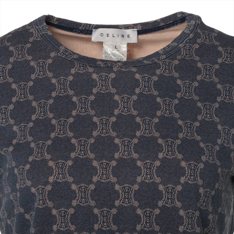 CELINE Macadam all-over print cotton L Short sleeve T-shirt gray WS16074