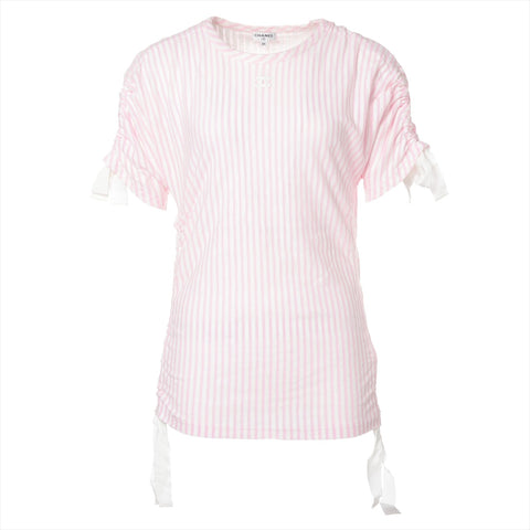 CHANEL Striped COCO Mark 2019 La Pausa Short sleeve T-shirt pink WS16078