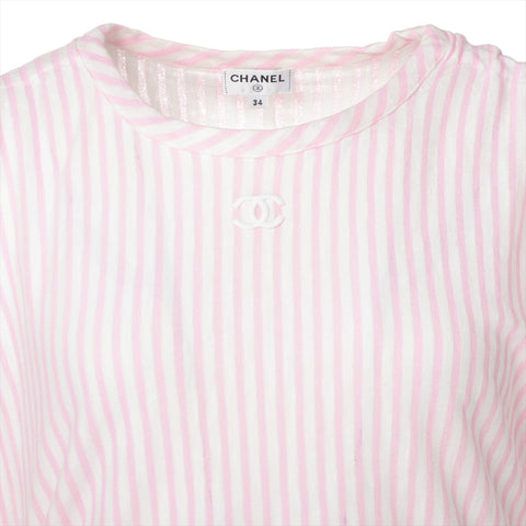 CHANEL Striped COCO Mark 2019 La Pausa Short sleeve T-shirt pink WS16078