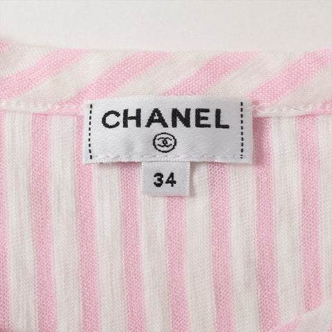 CHANEL Striped COCO Mark 2019 La Pausa Short sleeve T-shirt pink WS16078
