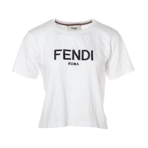 FENDI Cotton Embroidered Logo XS Mini Tee Short sleeve T-shirt white WS16079