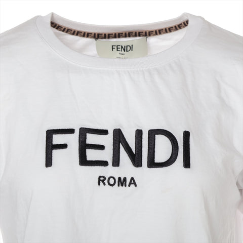 FENDI Cotton Embroidered Logo XS Mini Tee Short sleeve T-shirt white WS16079
