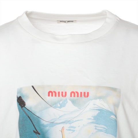 Miu Miu Cotton Ski Print 2021 XL Long-sleeved T-shirt white WS16081