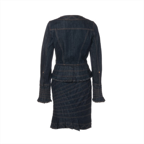 GUCCI Denim Pleated Skirt 42 setup blue WS16082