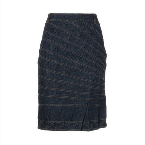 GUCCI Denim Pleated Skirt 42 setup blue WS16082