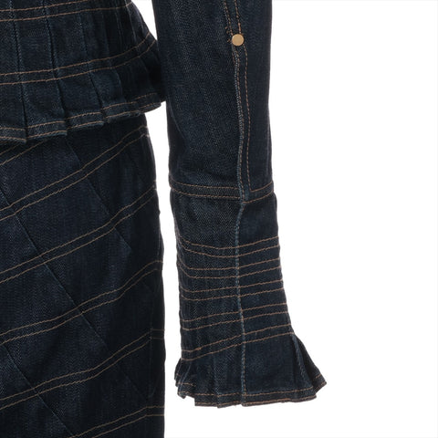 GUCCI Denim Pleated Skirt 42 setup blue WS16082