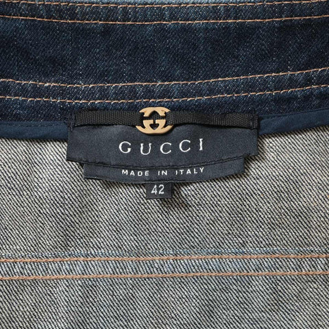 GUCCI Denim Pleated Skirt 42 setup blue WS16082