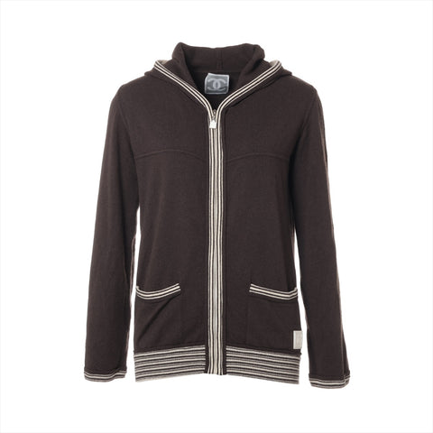 CHANEL 05C cashmere sports line logo zip-up 40 Parker Brown WS16083