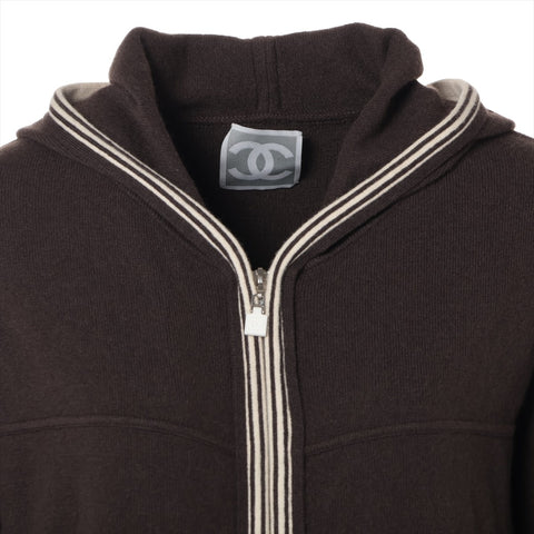 CHANEL 05C cashmere sports line logo zip-up 40 Parker Brown WS16083