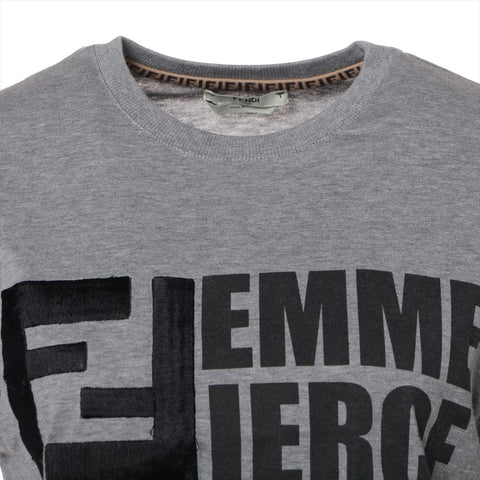 FENDI Logo 2019 Cotton XXS Short sleeve T-shirt gray WS16086