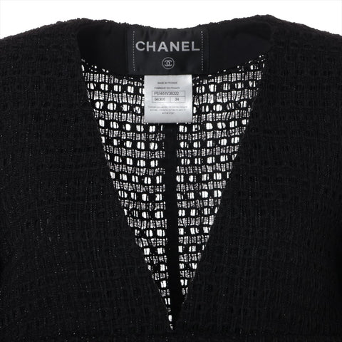 CHANEL 2015 P51451 Metallic Tweed Skirt Size 34 Set suit black WS16087