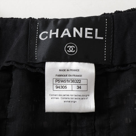 CHANEL 2015 P51451 Metallic Tweed Skirt Size 34 Set suit black WS16087