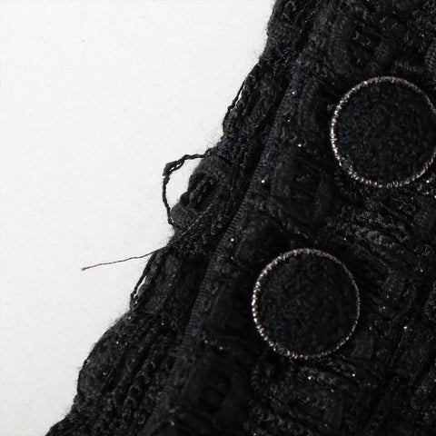 CHANEL 2015 P51451 Metallic Tweed Skirt Size 34 Set suit black WS16087