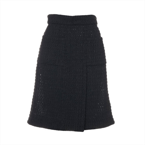 CHANEL 2015 P51451 Metallic Tweed Skirt Size 34 Set suit black WS16087